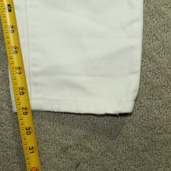 Bridge by Gly Women's 25 100% Cotton White Distressed Straight Leg Jeans - Picture 3 of 7